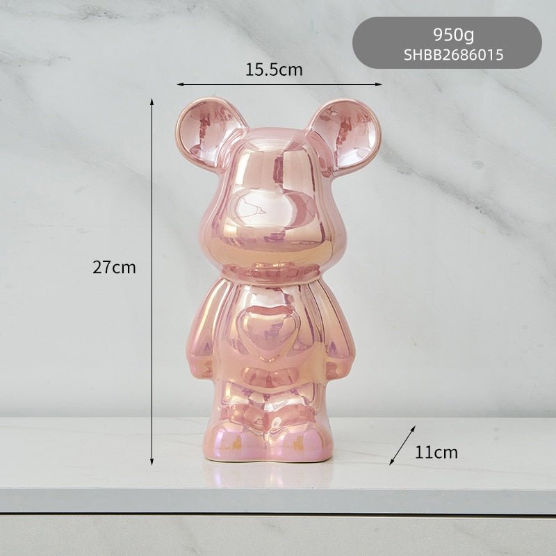 Colorful Ceramic Bear Piggy Bank Sculpture