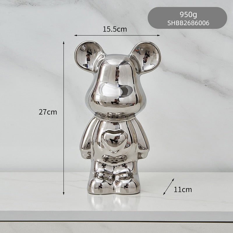 Colorful Ceramic Bear Piggy Bank Sculpture