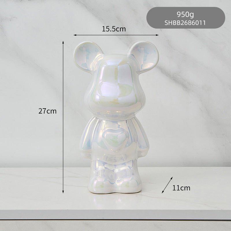 Colorful Ceramic Bear Piggy Bank Sculpture