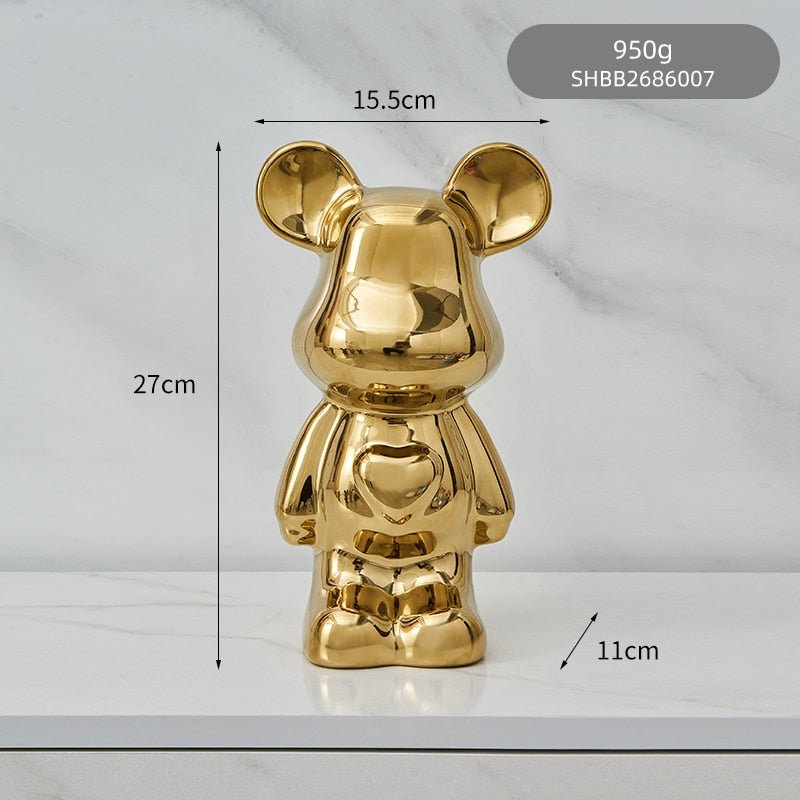 Colorful Ceramic Bear Piggy Bank Sculpture
