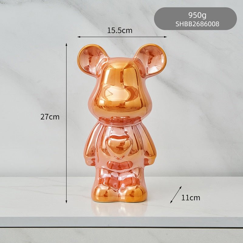 Colorful Ceramic Bear Piggy Bank Sculpture
