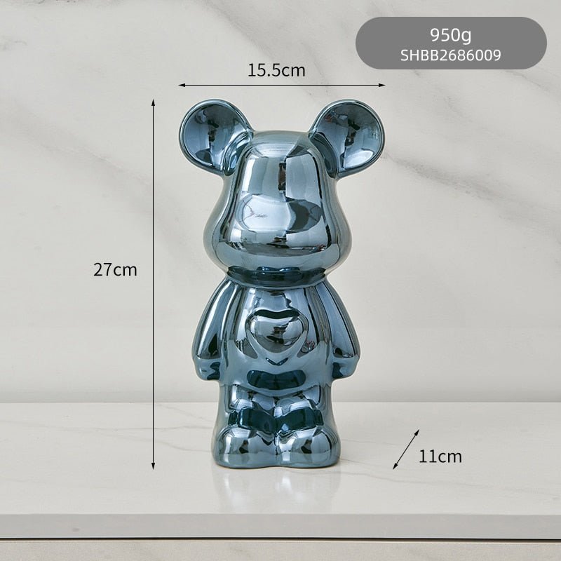 Colorful Ceramic Bear Piggy Bank Sculpture