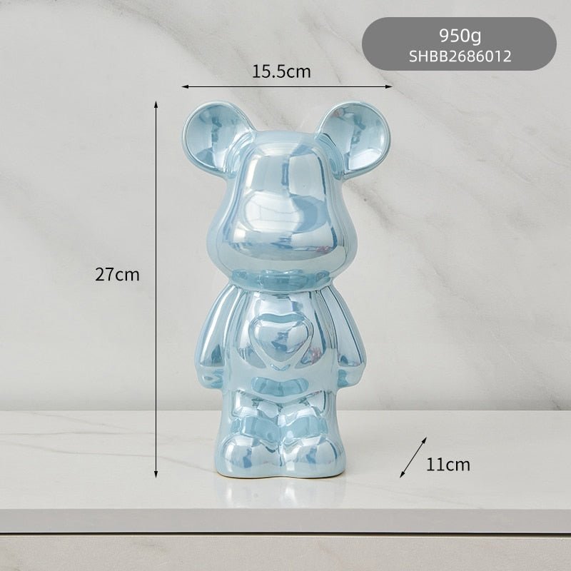 Colorful Ceramic Bear Piggy Bank Sculpture