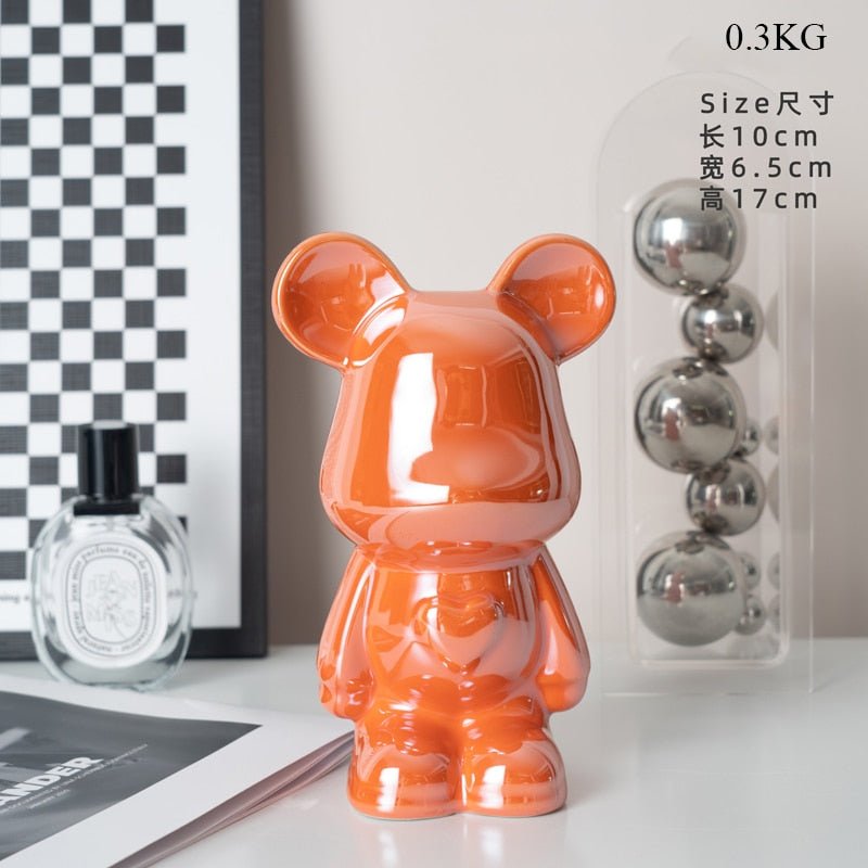 Colorful Ceramic Bear Piggy Bank Sculpture