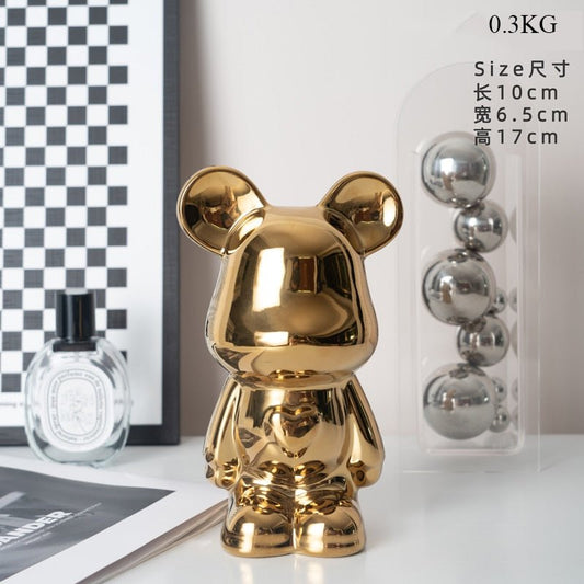 Colorful Ceramic Bear Piggy Bank Sculpture