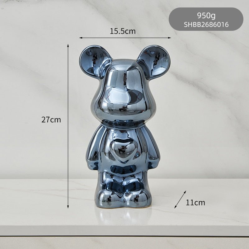 Colorful Ceramic Bear Piggy Bank Sculpture