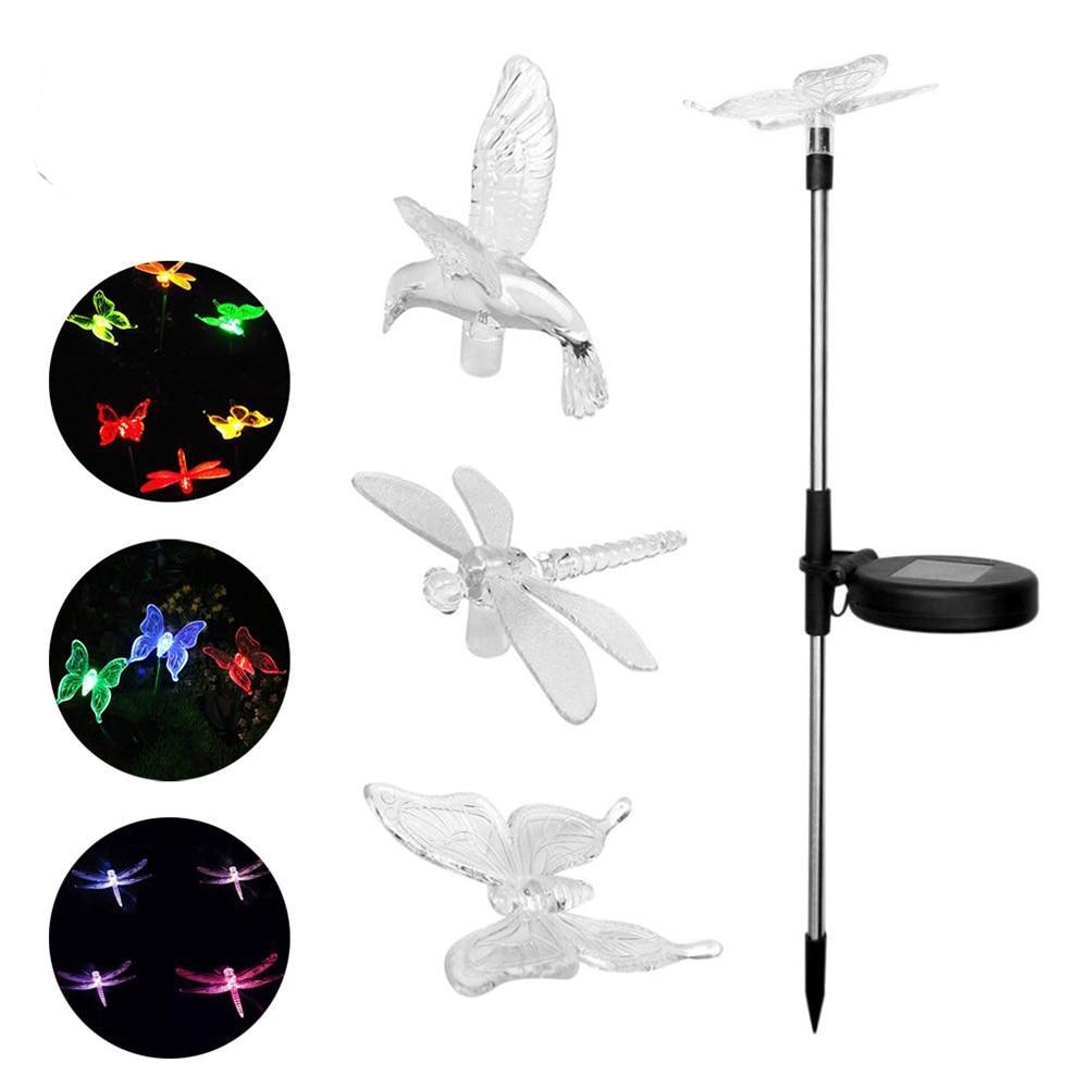 Solar Garden Lights - Colorful Dragonfly, Butterfly, and Bird Designs