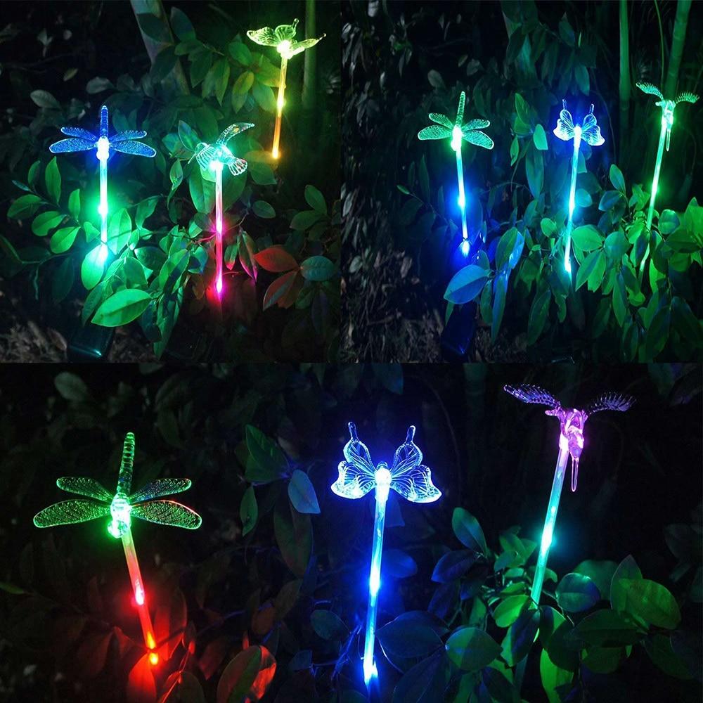 Solar Garden Lights - Colorful Dragonfly, Butterfly, and Bird Designs