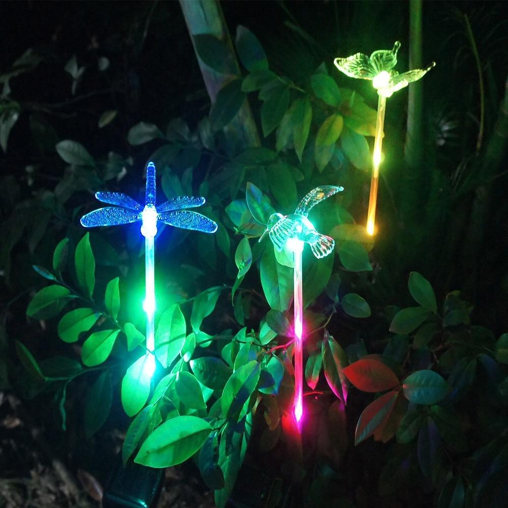 Solar Garden Lights - Colorful Dragonfly, Butterfly, and Bird Designs
