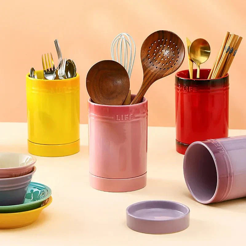 Colorful Ceramic Kitchen Utensil Organizer