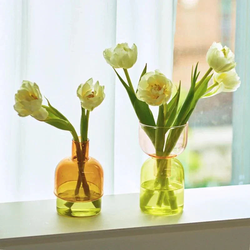 Colorful Glass Bottletop Mini Vases for Hydroponics