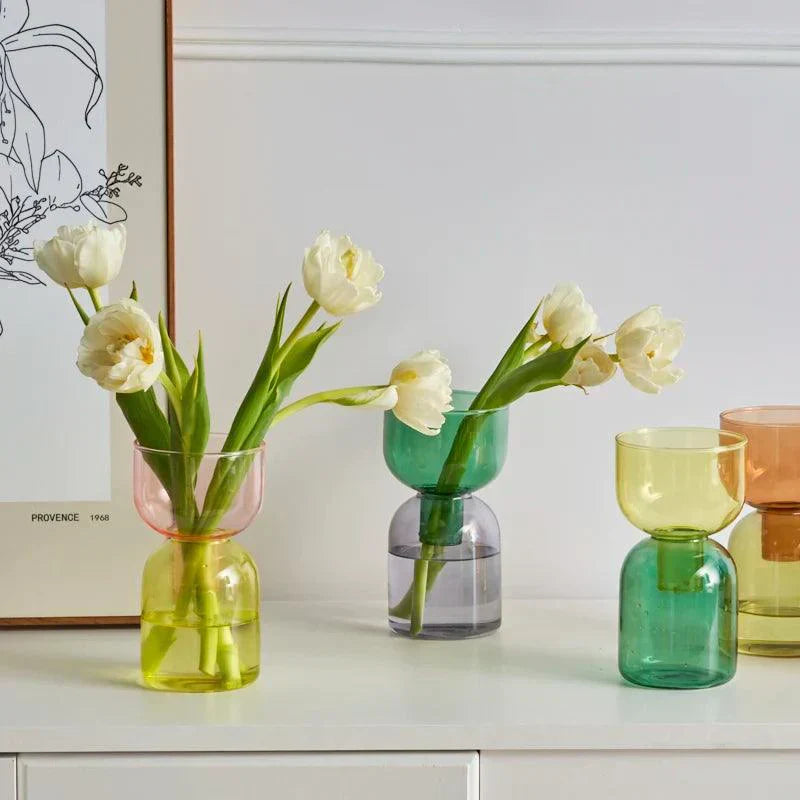Colorful Glass Bottletop Mini Vases for Hydroponics