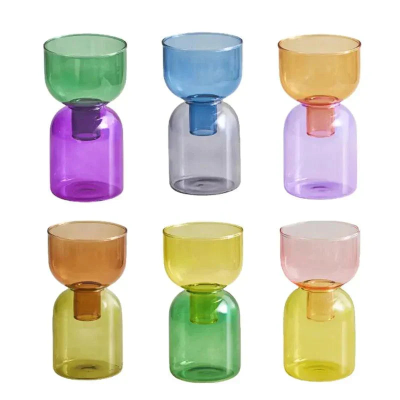 Colorful Glass Bottletop Mini Vases for Hydroponics