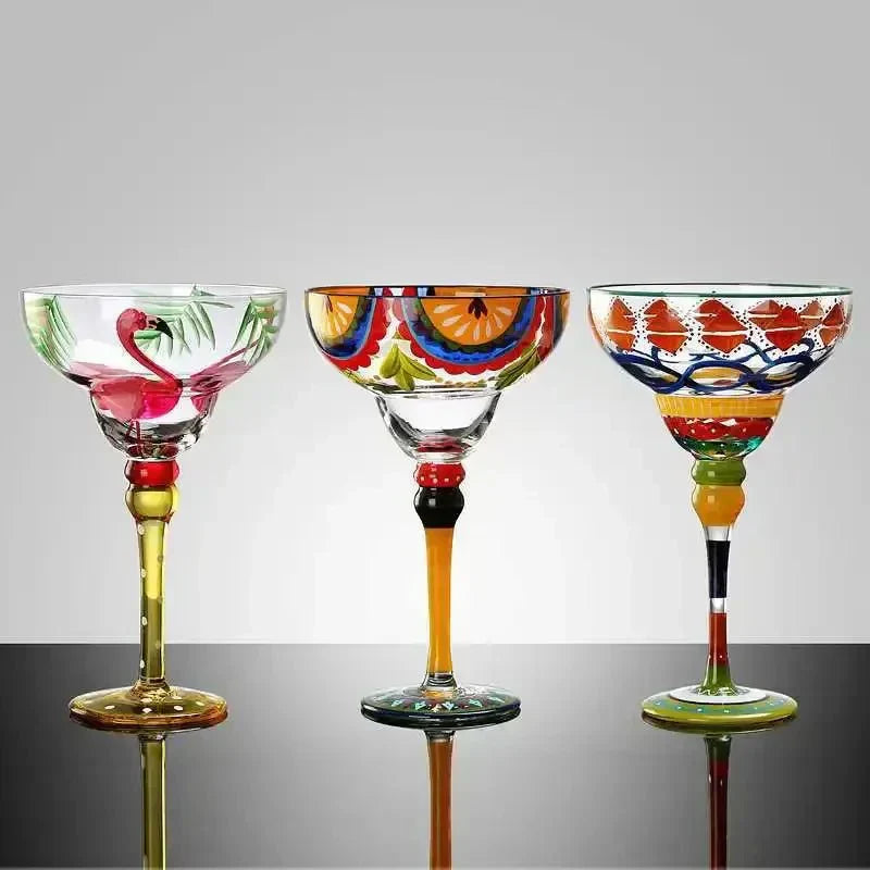 Colorful Lead-Free Margarita Cocktail Glass - Eco-Friendly Round Drinkware