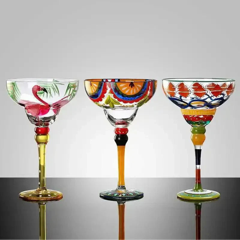 Colorful Lead-Free Glass Margarita Cocktail Glass