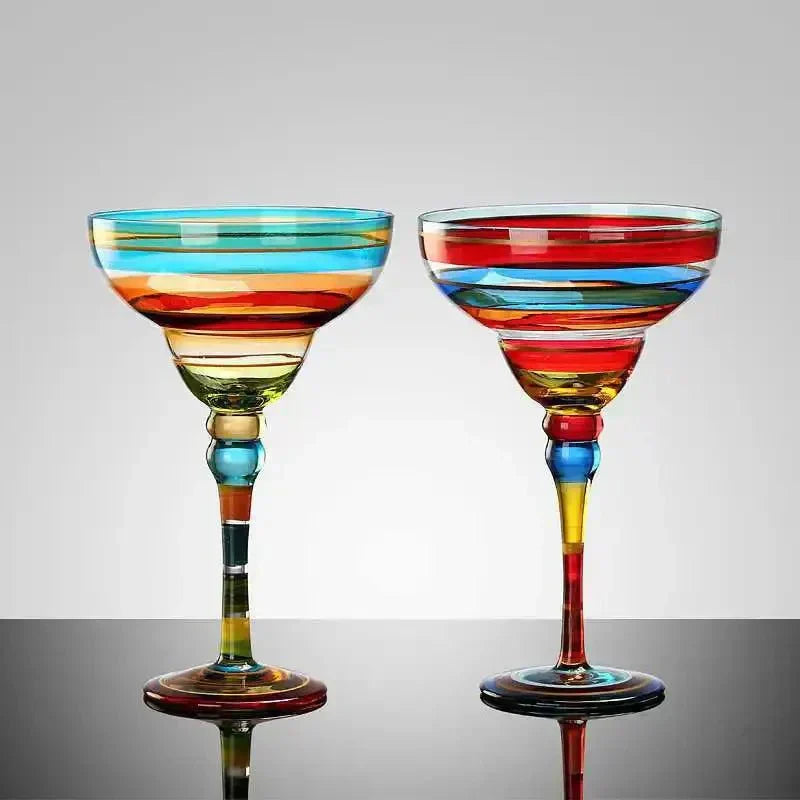 Colorful Lead-Free Margarita Cocktail Glass - Eco-Friendly Round Drinkware