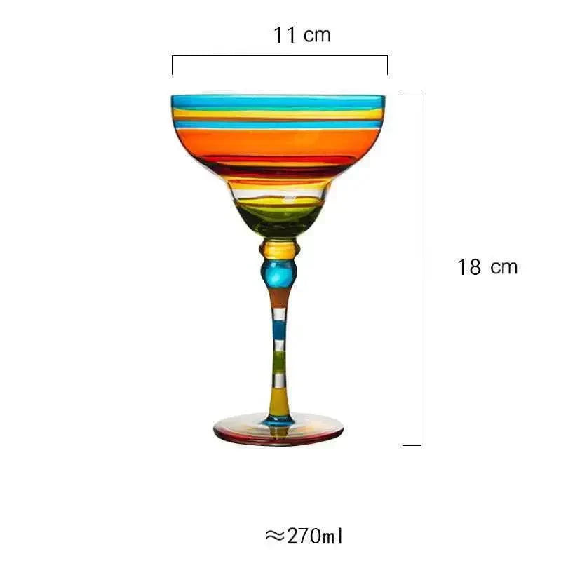 Colorful Lead-Free Margarita Cocktail Glass - Eco-Friendly Round Drinkware
