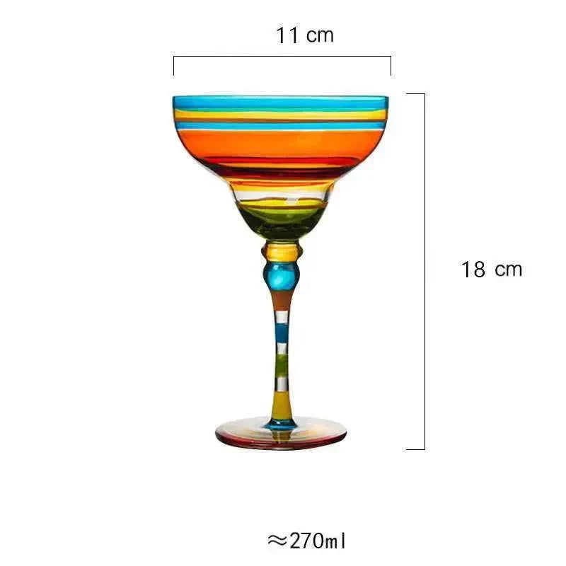 Colorful Lead-Free Glass Margarita Cocktail Glass