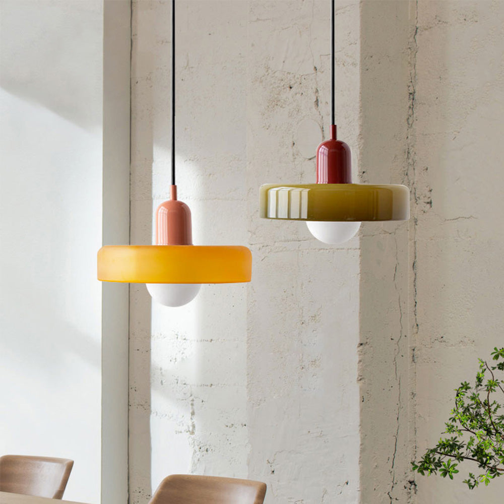Stained Glass Pendant Lamp in Bauhaus Style