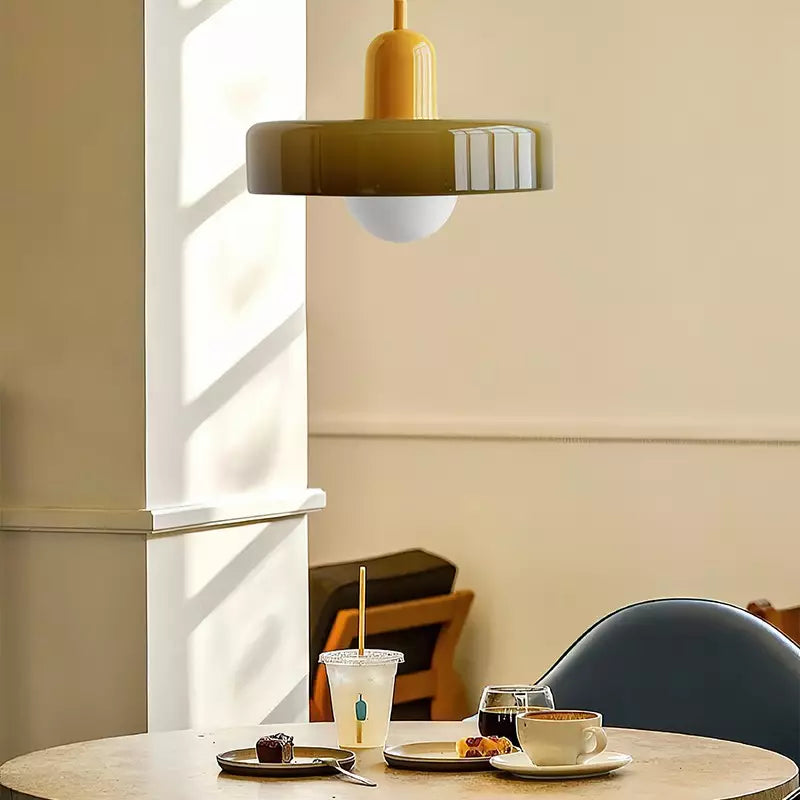 Stained Glass Pendant Lamp in Bauhaus Style