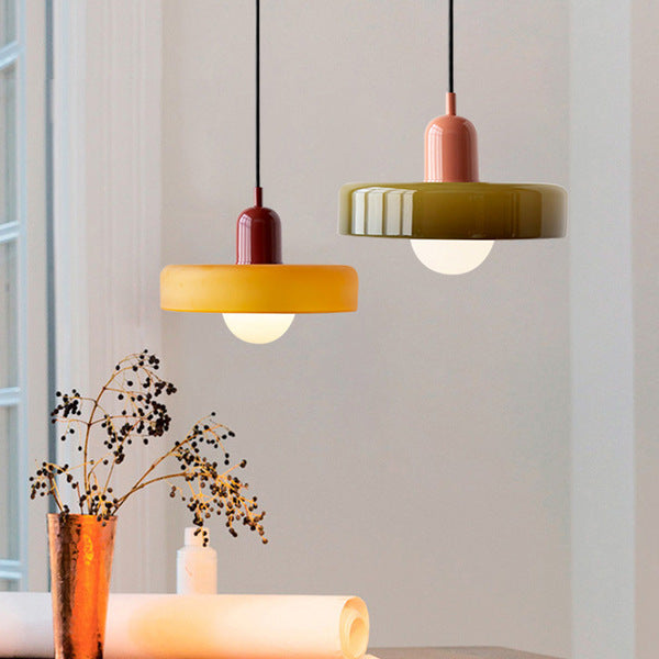 Stained Glass Pendant Lamp in Bauhaus Style