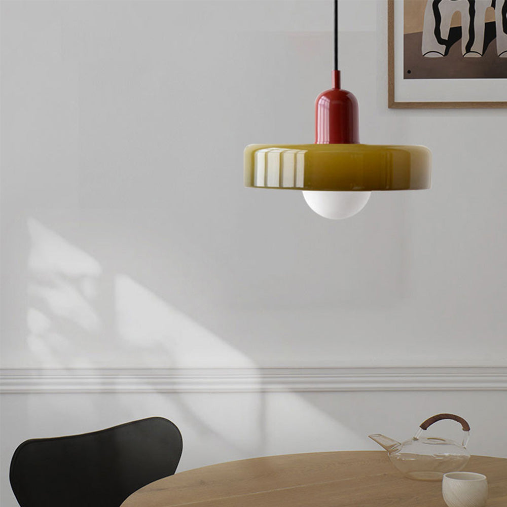Stained Glass Pendant Lamp in Bauhaus Style
