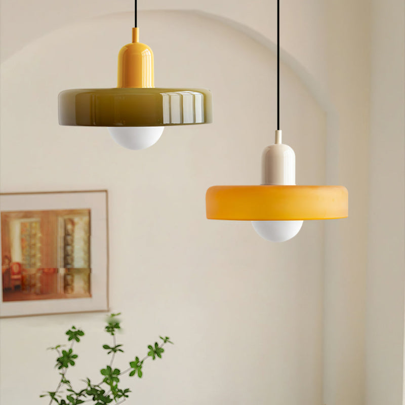 Stained Glass Pendant Lamp in Bauhaus Style
