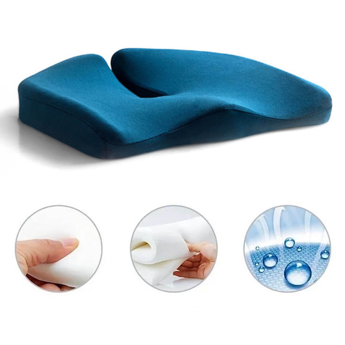 Ergonomic Memory Foam Seat Cushion for Back Pain Relief
