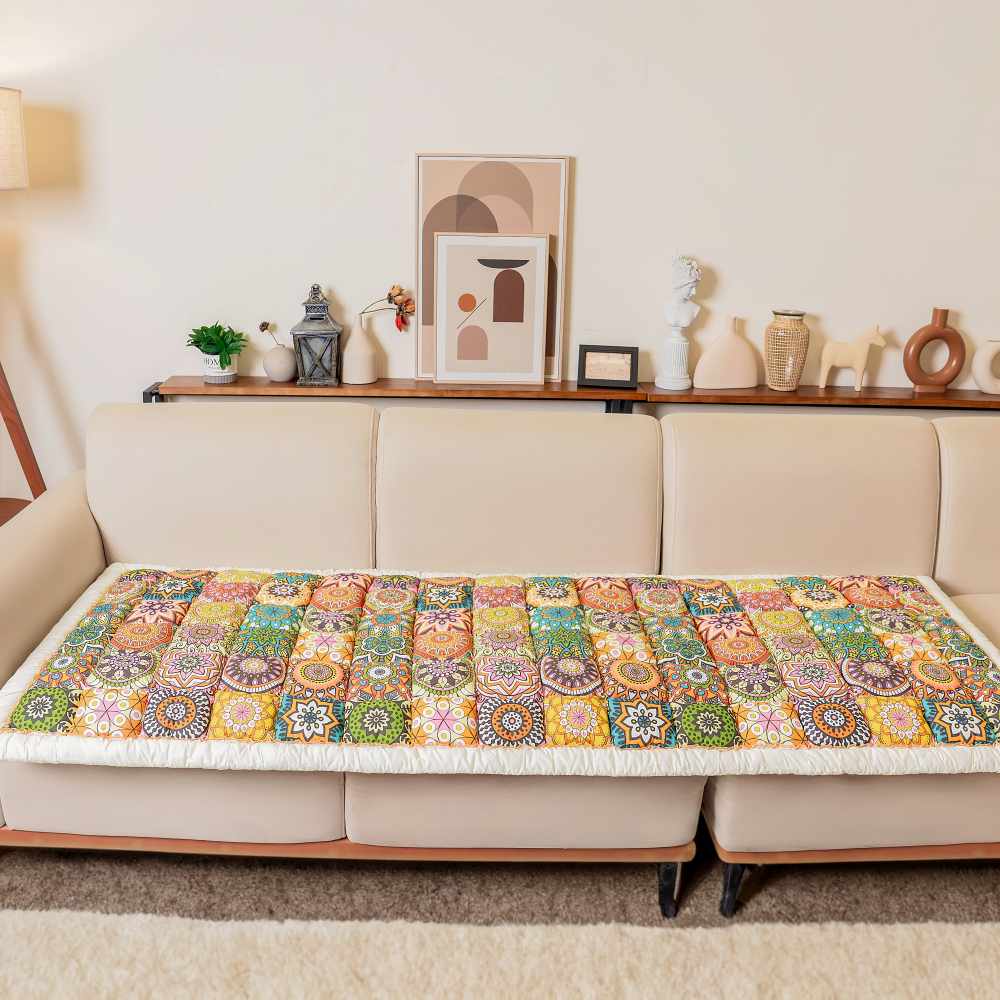 Premium Polypropylene-Cotton Sofa Cover with Anti-Slip Base