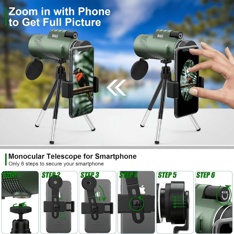 Compact Ultra-Zoom Monocular Telescope with HD Lens for Hiking and Birdwatching