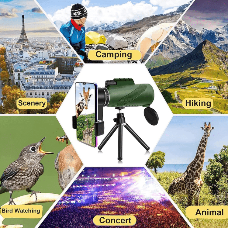 Compact Ultra-Zoom Monocular Telescope with HD Lens for Hiking and Birdwatching