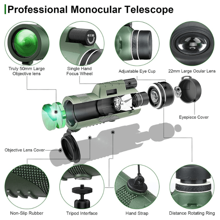 Compact Ultra-Zoom Monocular Telescope with HD Lens for Hiking and Birdwatching
