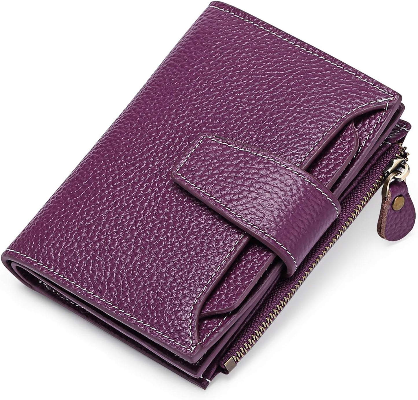 Compact RFID Blocking Leather Wallet with Coin Pocket and Card Slots
