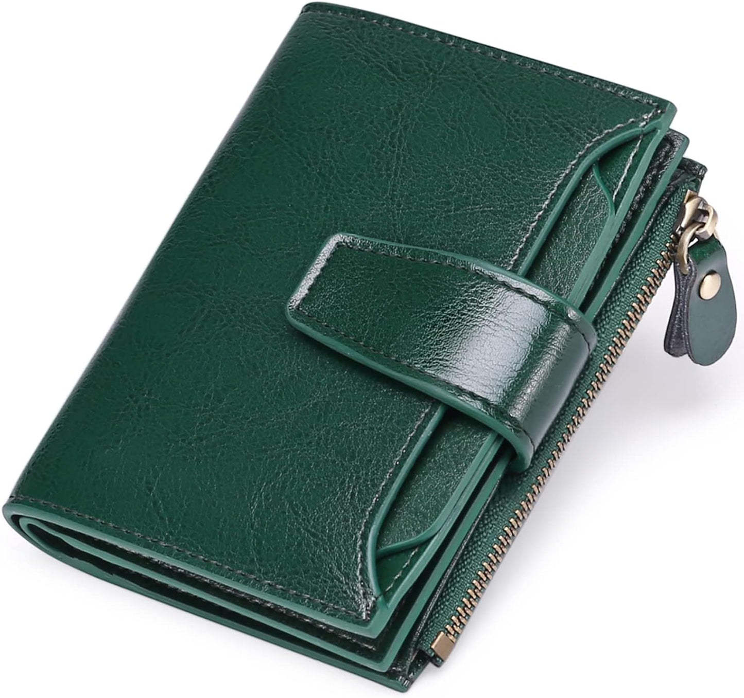 Compact RFID Blocking Leather Wallet with Coin Pocket and Card Slots