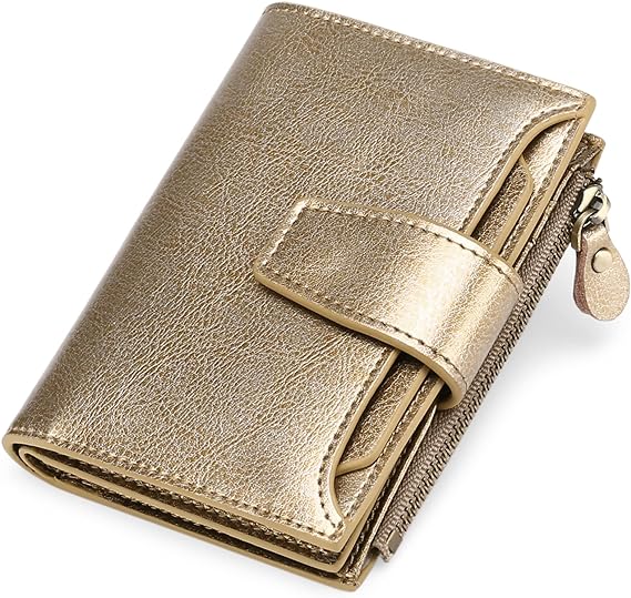 Compact RFID Blocking Leather Wallet with Coin Pocket and Card Slots