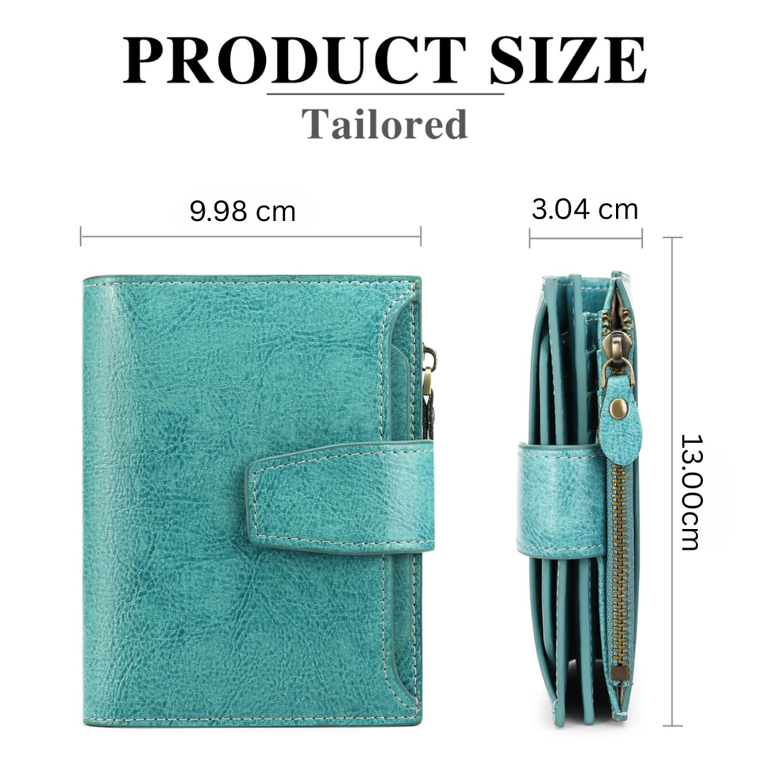 Compact RFID Blocking Leather Wallet with Coin Pocket and Card Slots