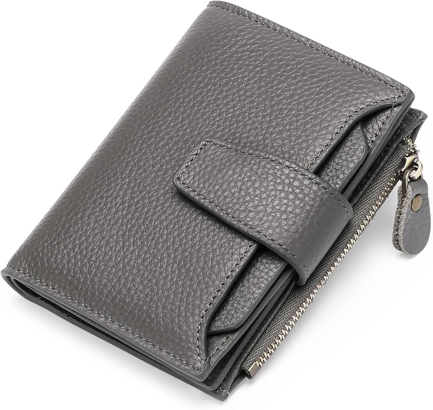 Compact RFID Blocking Leather Wallet with Coin Pocket and Card Slots
