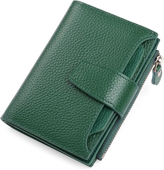 Compact RFID Blocking Leather Wallet with Coin Pocket and Card Slots