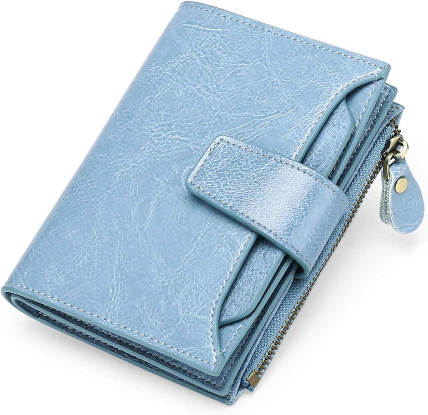 Compact RFID Blocking Leather Wallet with Coin Pocket and Card Slots