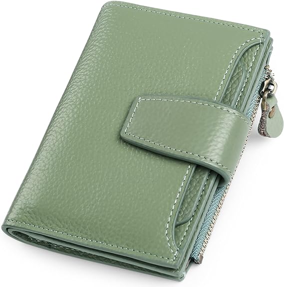Compact RFID Blocking Leather Wallet with Coin Pocket and Card Slots