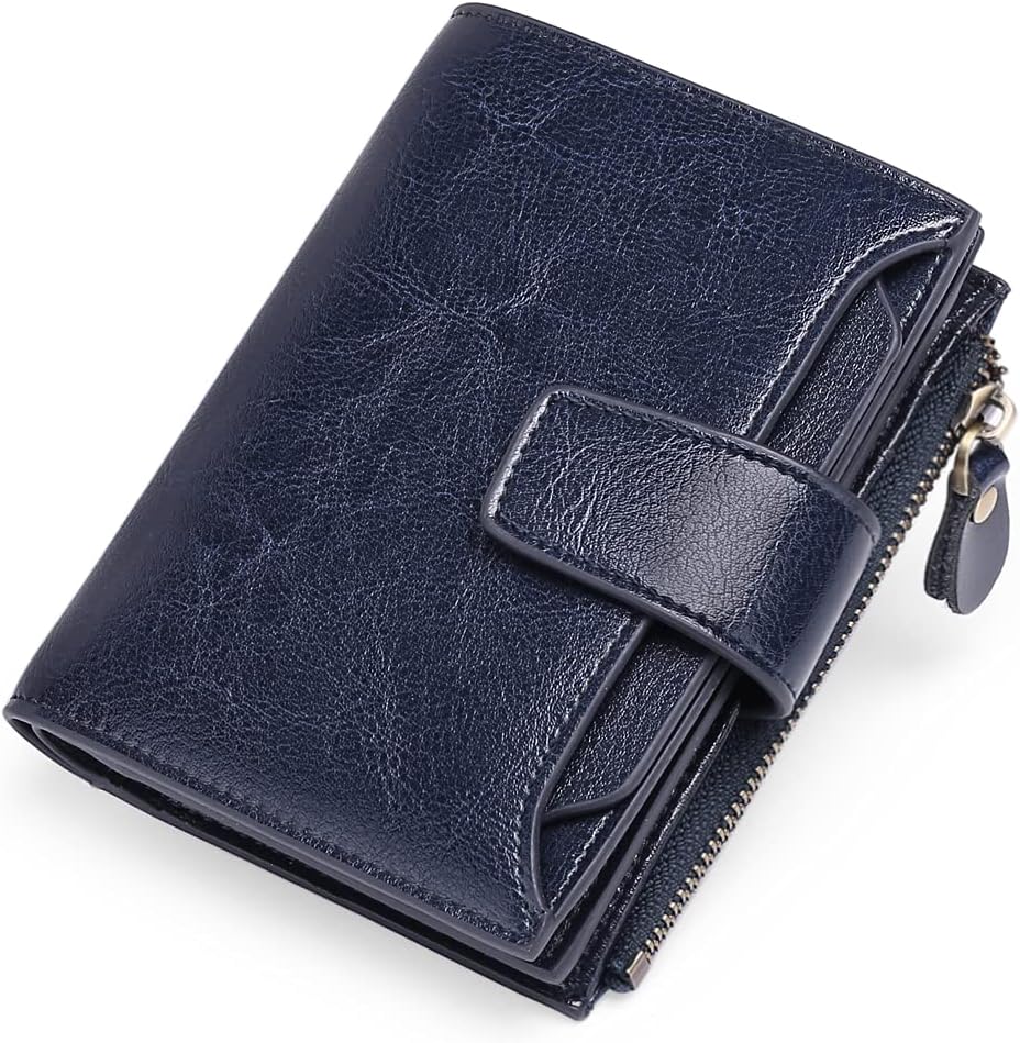 Compact RFID Blocking Leather Wallet with Coin Pocket and Card Slots