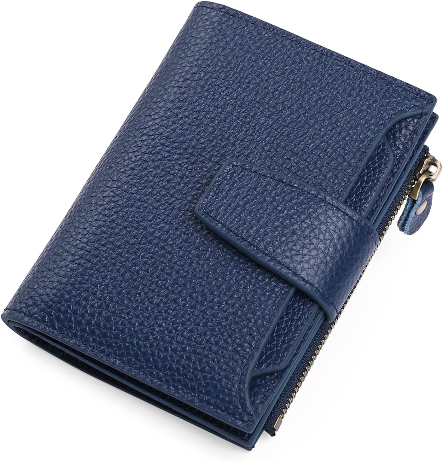 Compact RFID Blocking Leather Wallet with Coin Pocket and Card Slots