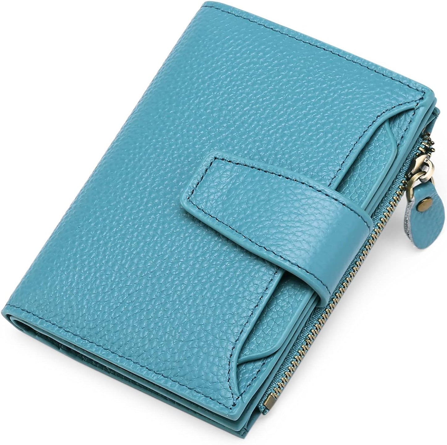 Compact RFID Blocking Leather Wallet with Coin Pocket and Card Slots