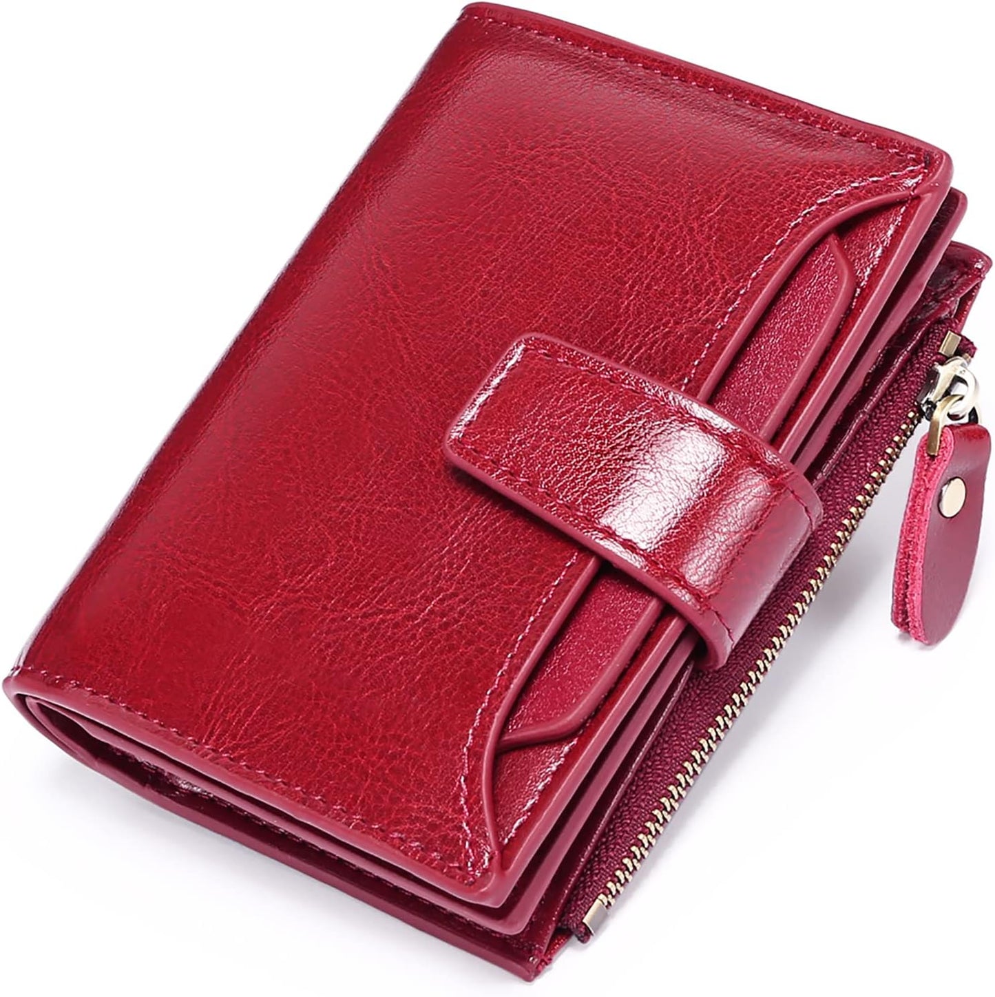 Compact RFID Blocking Leather Wallet with Coin Pocket and Card Slots