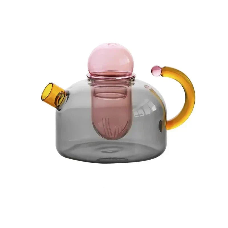 Contrasting Color Heat-Resistant Glass Teapot Set