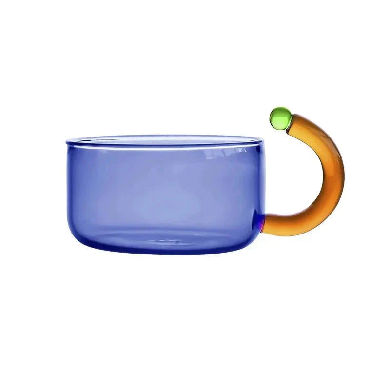 Contrasting Color Glass Teapot and Cup Set