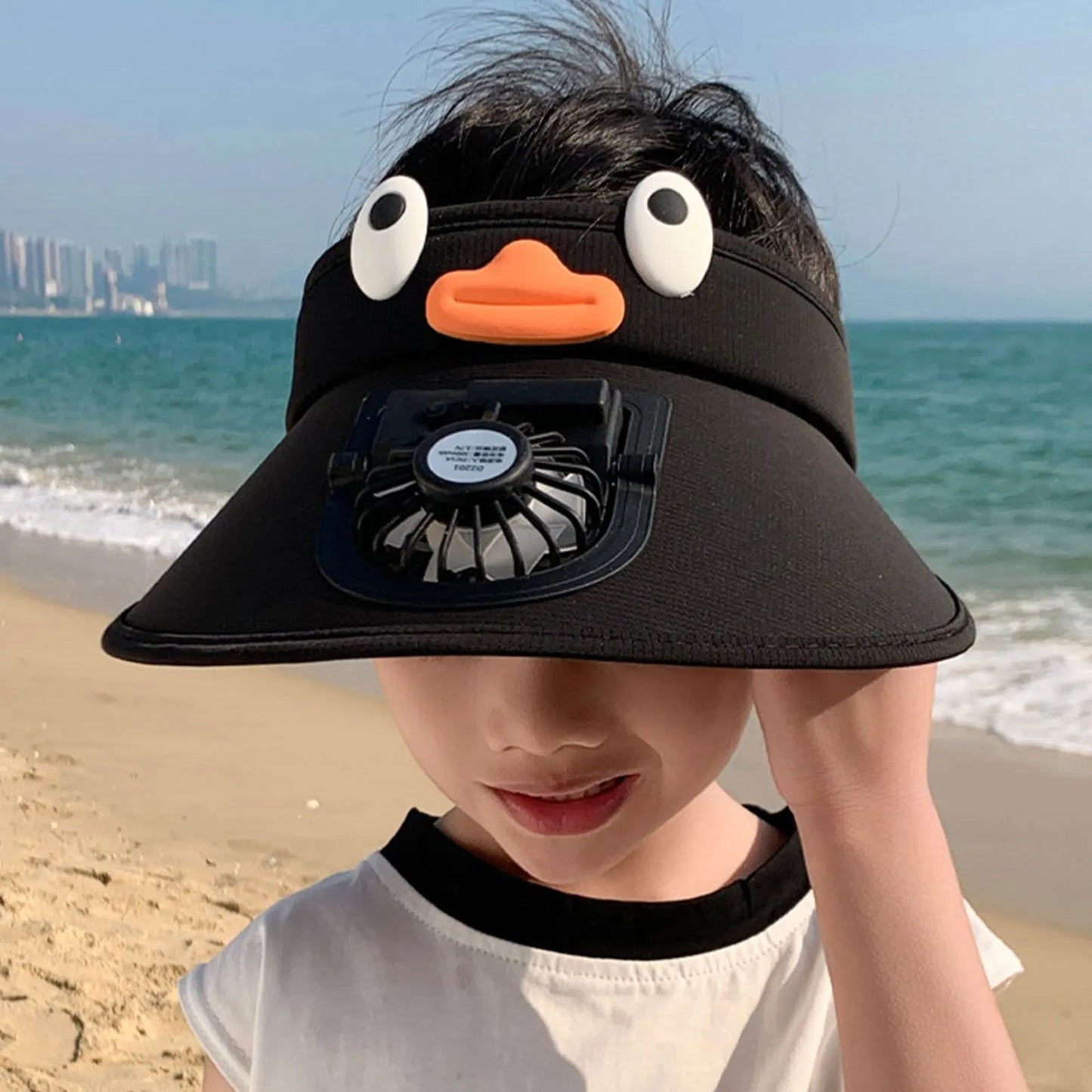 Children's Sun Visor Hat with Cooling Fan