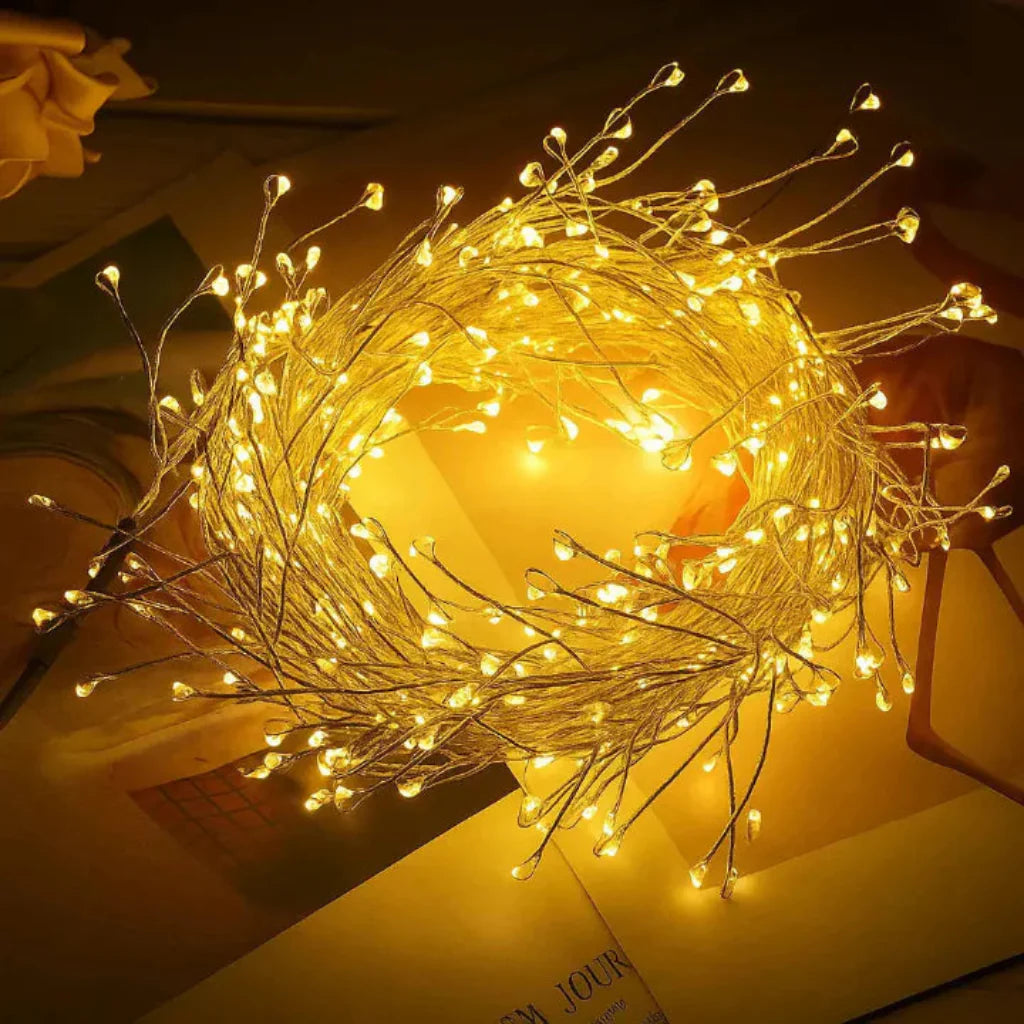 9m Warm White LED Copper Wire String Lights with Remote Control
