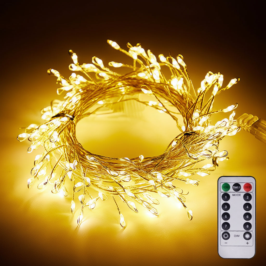 9m Warm White LED Copper Wire String Lights with Remote Control