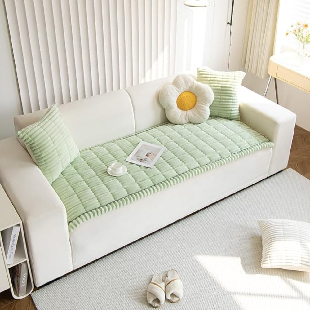 Quilted Flannel Sofa Protector with Non-Slip Design